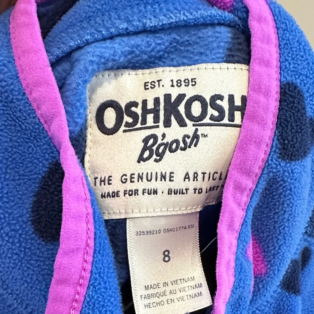 OshKosh B'gosh Girl’s Blue Fleece with Pink and Navy Blue Hearts